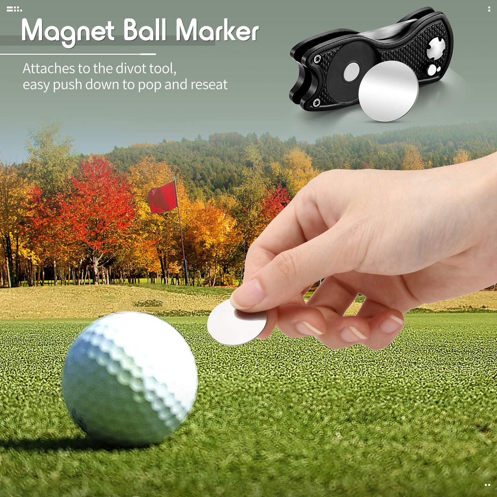 Aeswgof golf divot tool magnetic marker