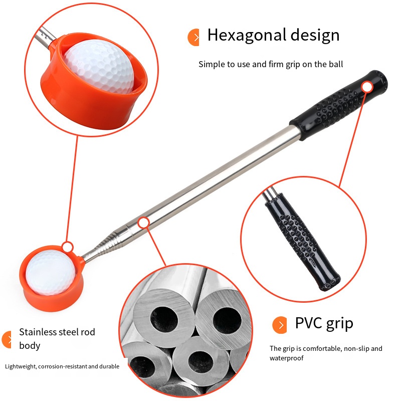 Hexagonal golf ball picker head