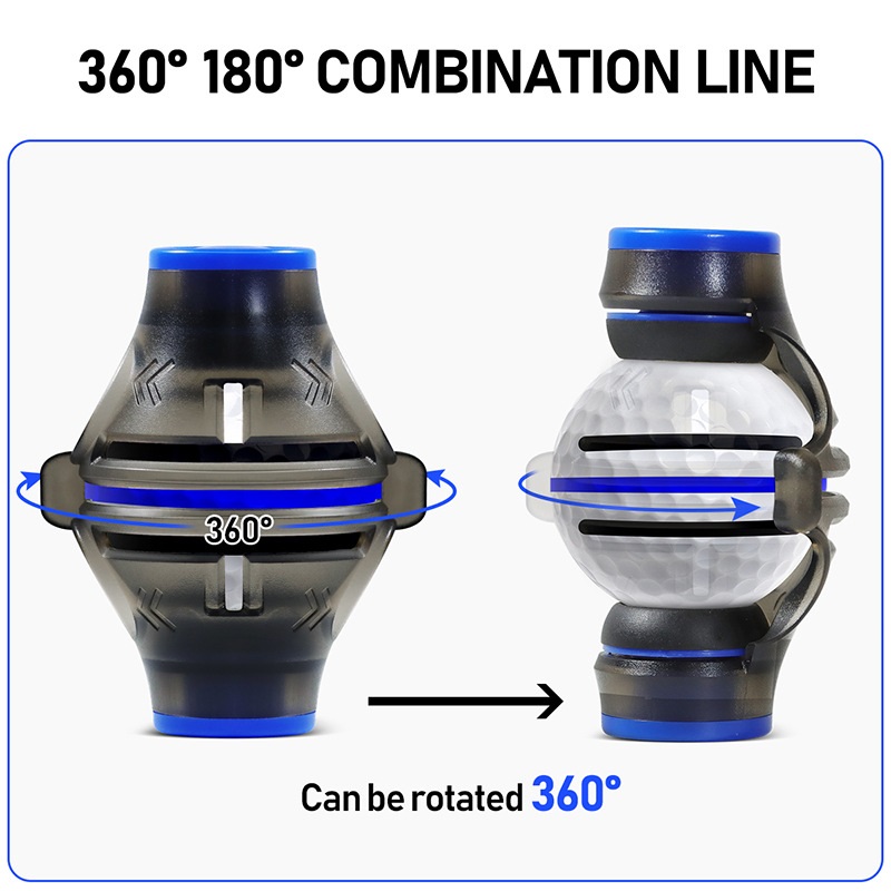360 degree rotation feature of golf ball marker