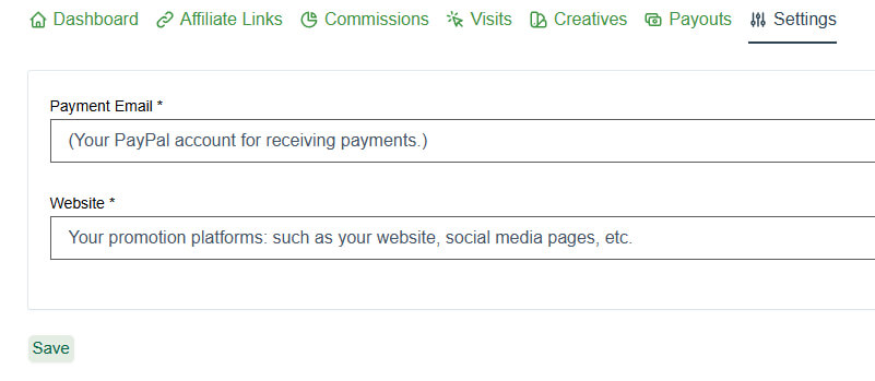 aeswgof Affiliate Settings